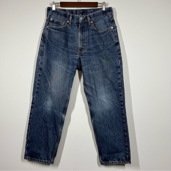 Levi’s 550 Relaxed Fit W32 L29 Distressed Dark Wash Mens Jeans 102624 - Picture 1 of 8